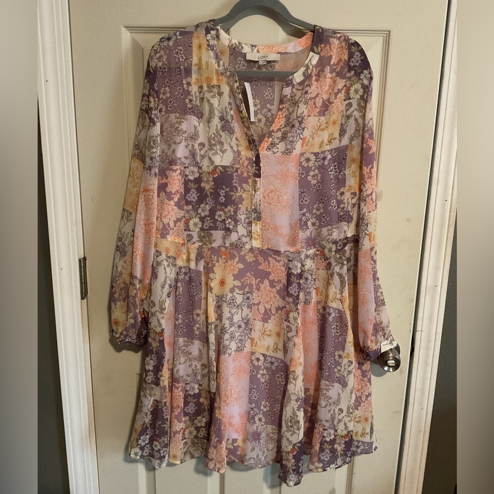 LOFT Pink and Purple Tiered dress